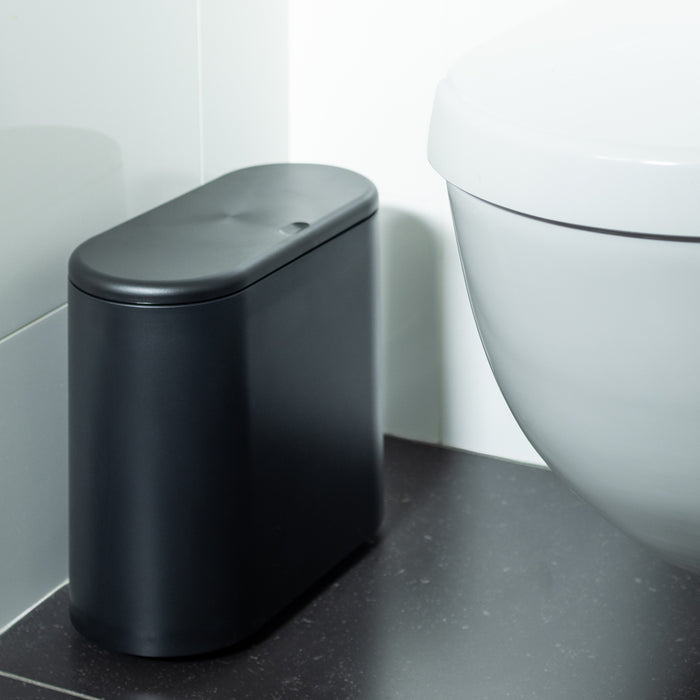 QUVIO Prullenbak ovaal klein - Zwart