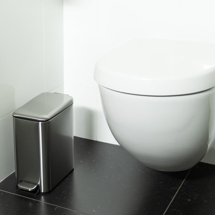 QUVIO Prullenbak vierkant - 5L - Metaal - Grijs