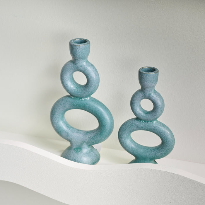 Mica Decorations Kandelaar Infinity - Blauw - Keramiek