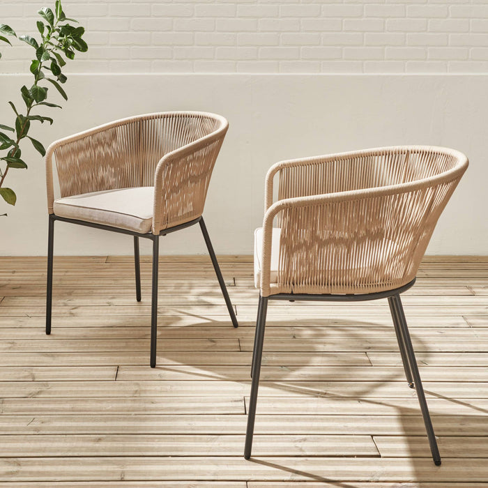 sweeek - Tuinstoel van touw en gegalvaniseerd staal (set van 2)