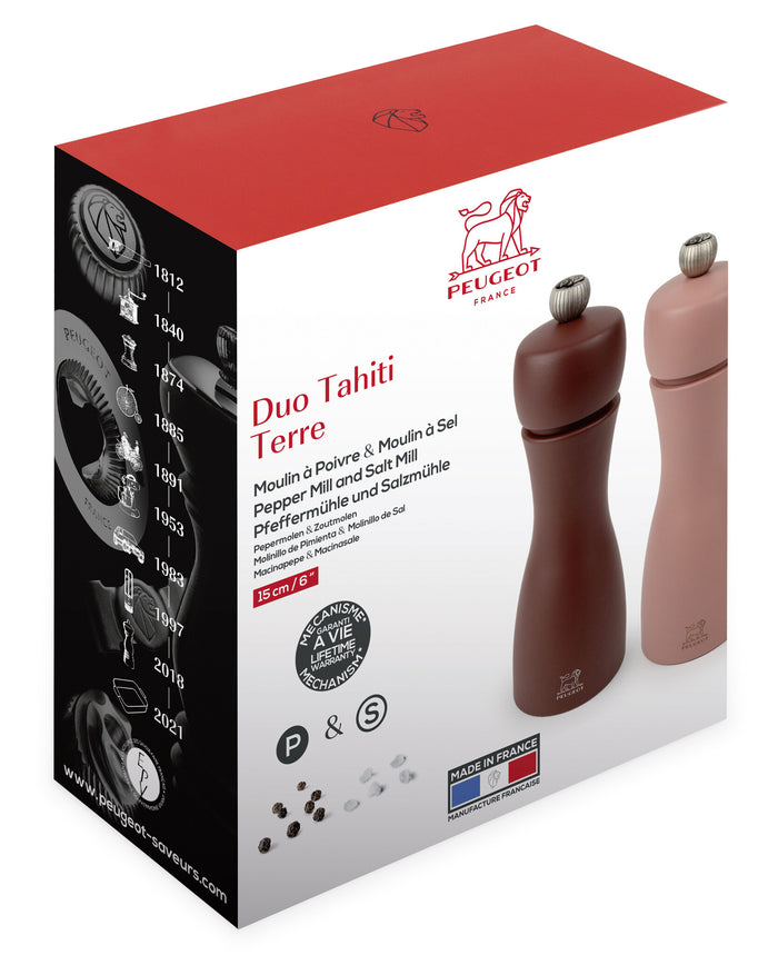 Peugeot Tahiti peper- en zoutmolen 15 cm - cacao & noten - duo
