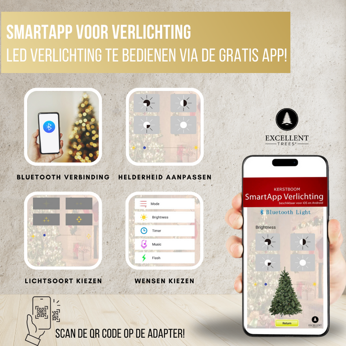 Excellent Trees® Frosted 180 cm Kerstboom met Verlichting en App