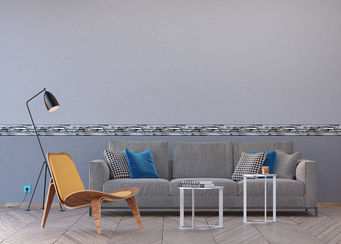 Sanders & Sanders zelfklevende behangrand stenen muur grijs - 14 x 500