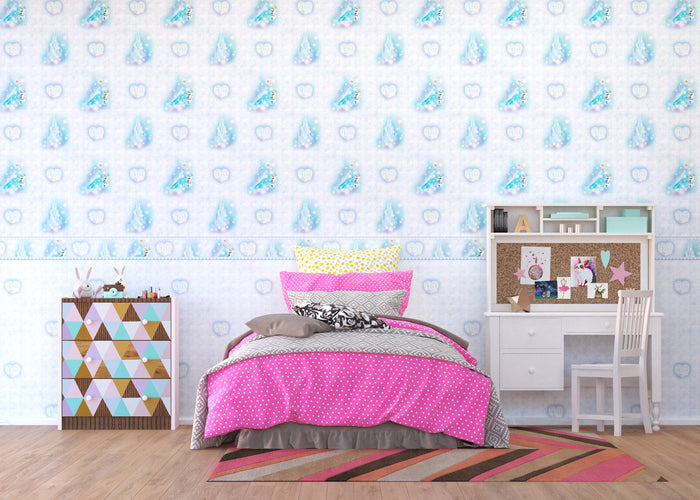 Disney zelfklevende behangrand Frozen Elsa lichtblauw - 14 x 500 cm -