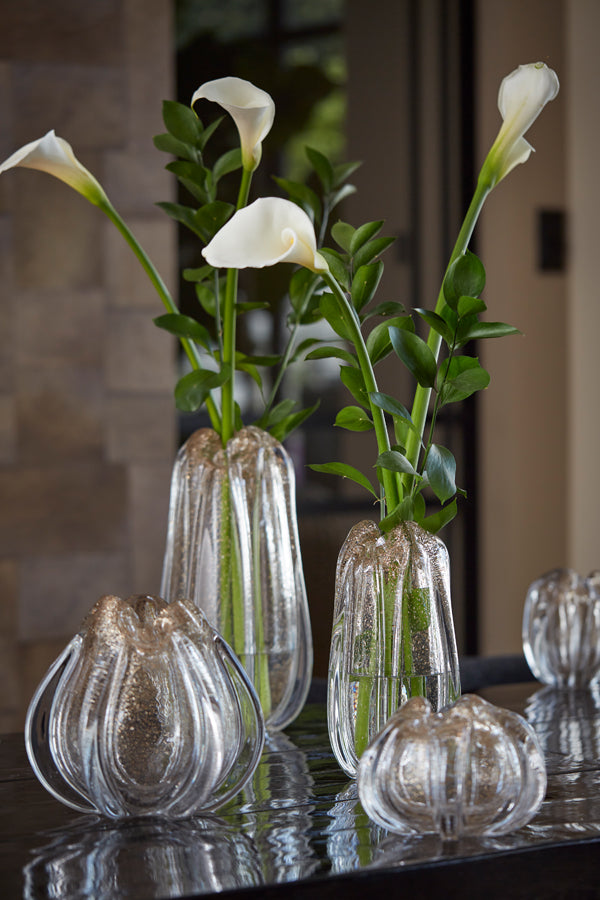 Light&living Vaas Ø24,5x22 cm MURELA glas transparant+glitter zand