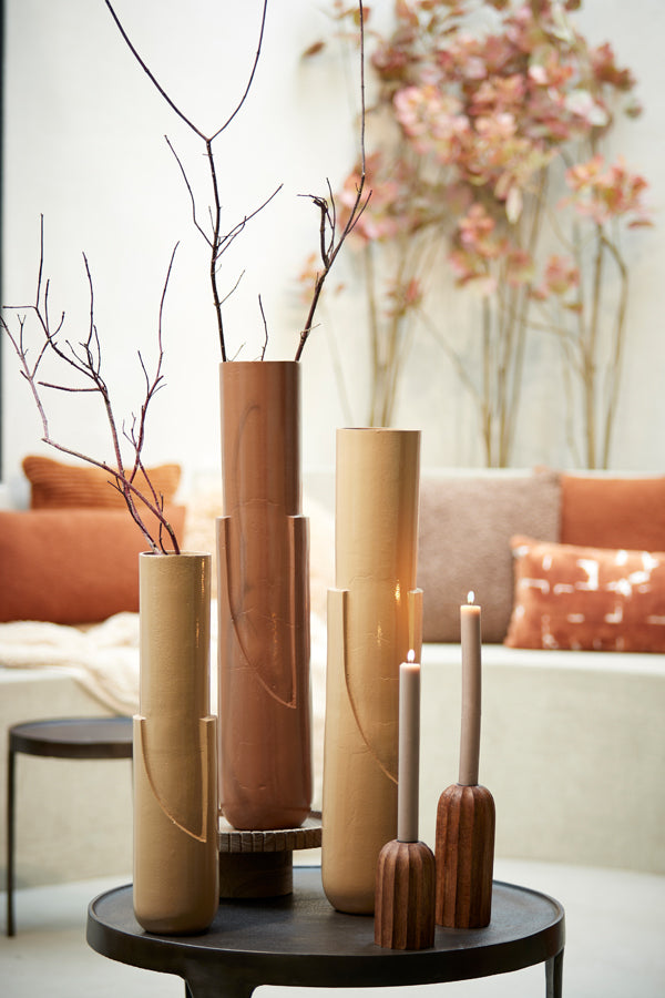 Light&living Vaas deco Ø13x64 cm ASEGO glanzend terra-bruin