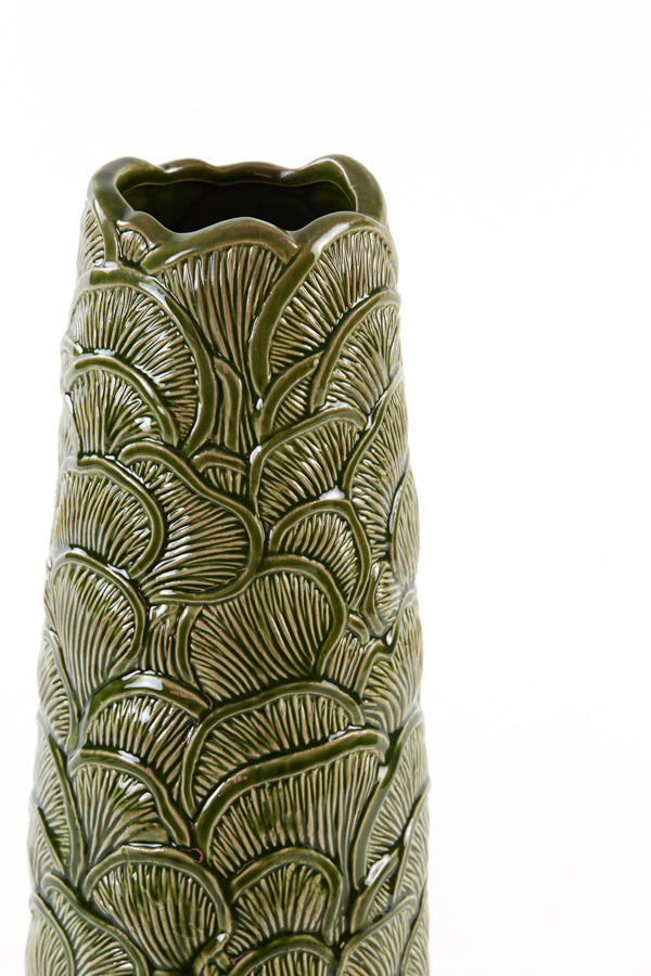 Light&living Vaas Ø14x40,5 cm TRAVIS keramiek olijf groen