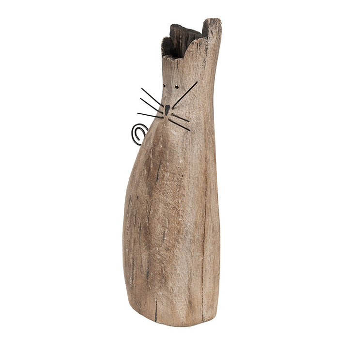 Clayre & Eef Decoratie Beeld Kat 26 cm Bruin Hout