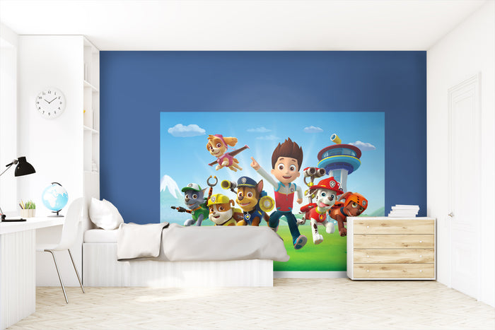 Sanders & Sanders fotobehang PAW patrol blauw, groen en rood - 255 x 1