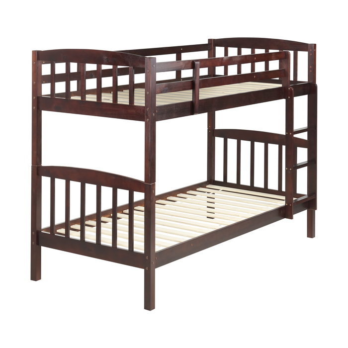 Beliani - REVIN - Stapelbed - Donkerbruin - 90 x 200 cm - Grenenhout