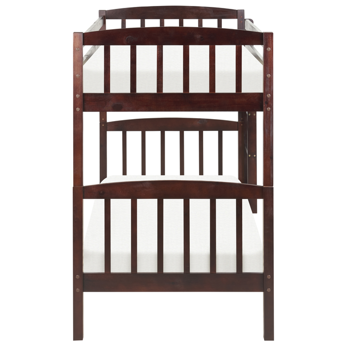 Beliani - REVIN - Stapelbed - Donkerbruin - 90 x 200 cm - Grenenhout