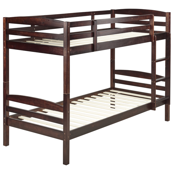 Beliani - REGAT - Stapelbed - Donkerbruin - 90 x 200 - Grenenhout