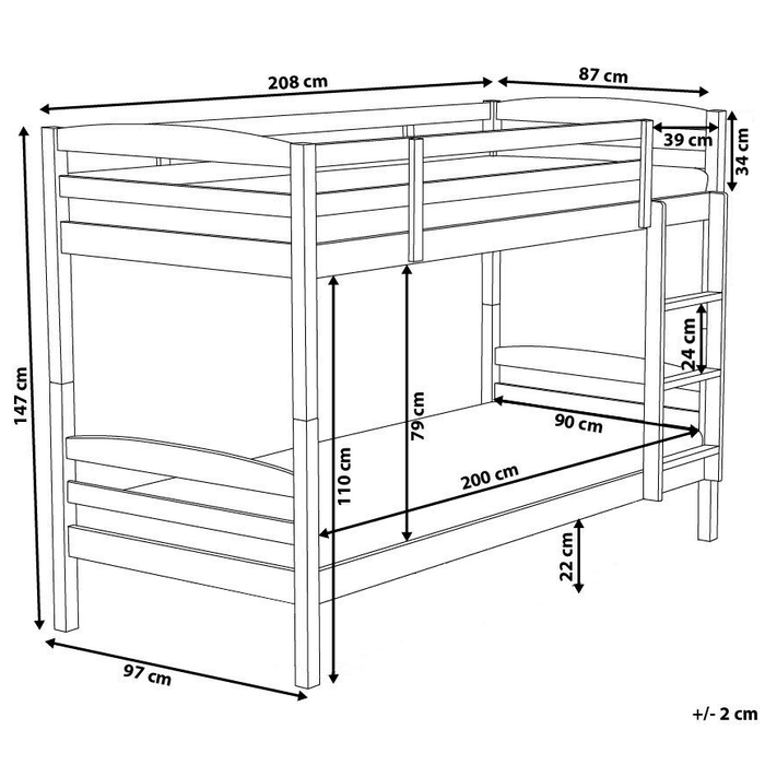 Beliani - REGAT - Stapelbed - Donkerbruin - 90 x 200 - Grenenhout