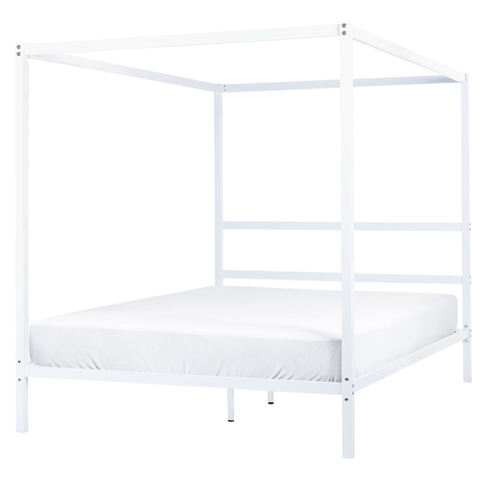 Beliani - LESTARDS - Hemelbed - Wit - 160 x 200 cm - Staal
