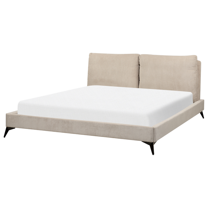 Beliani - MELLE - Tweepersoonsbed - Taupe - 180 x 200 cm - Corduroy