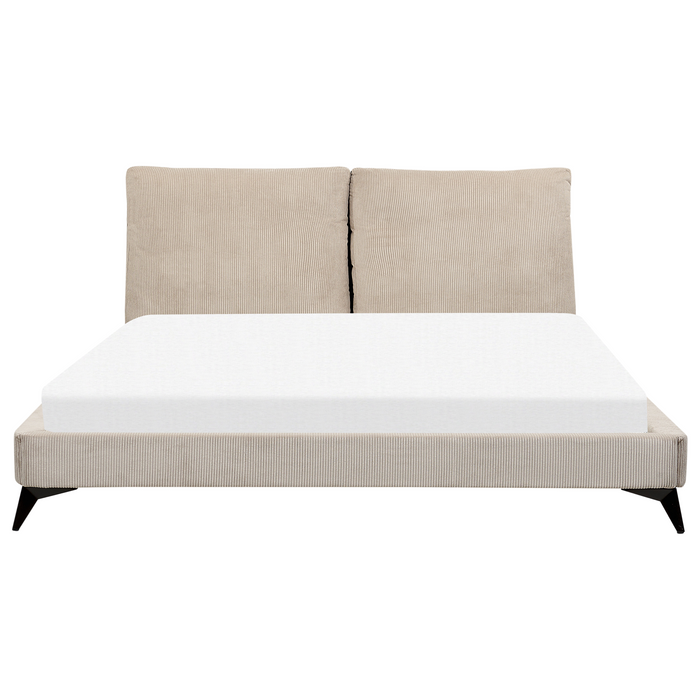Beliani - MELLE - Tweepersoonsbed - Taupe - 180 x 200 cm - Corduroy
