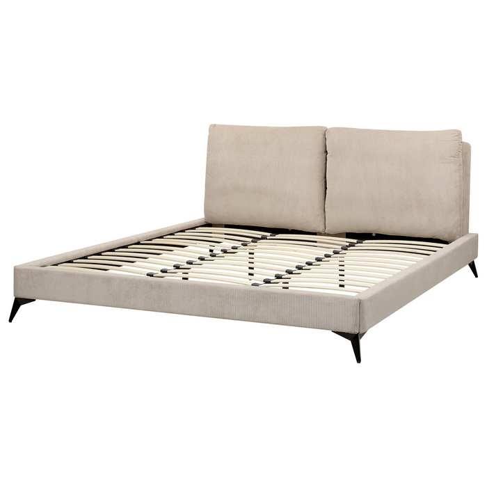 Beliani - MELLE - Tweepersoonsbed - Taupe - 180 x 200 cm - Corduroy