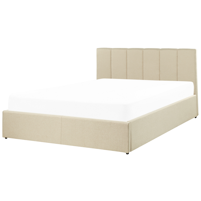 Beliani-DREUX-Bed met opbergruimte-Beige-140 x 200 cm-Polyester