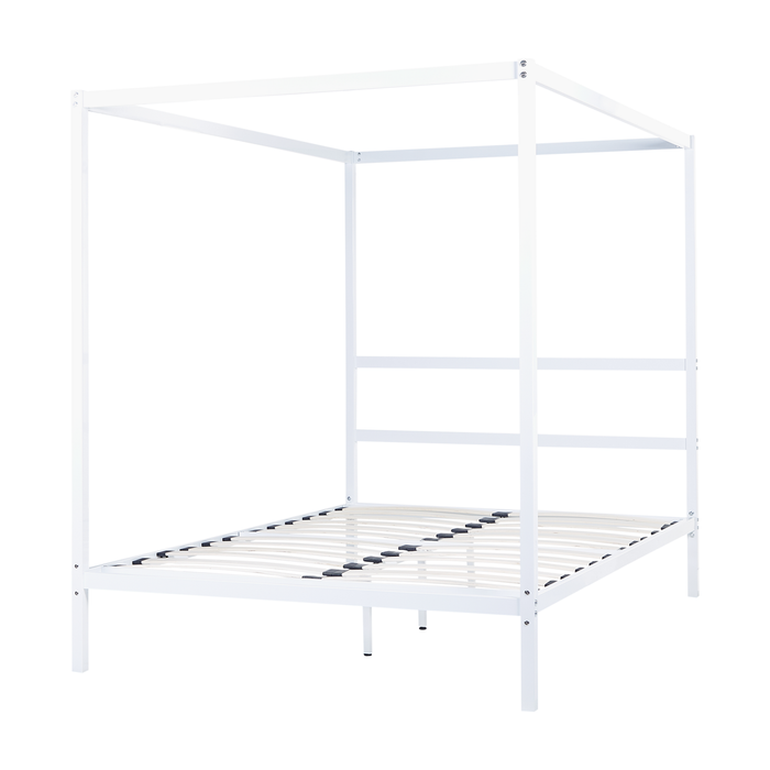 Beliani - LESTARDS - Hemelbed - Wit - 140 x 200 cm - Staal