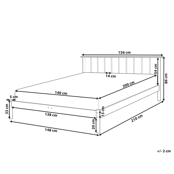 Beliani - BARRET II - Bed - Lichtbruin - 140 x 200 cm - Dennenhout