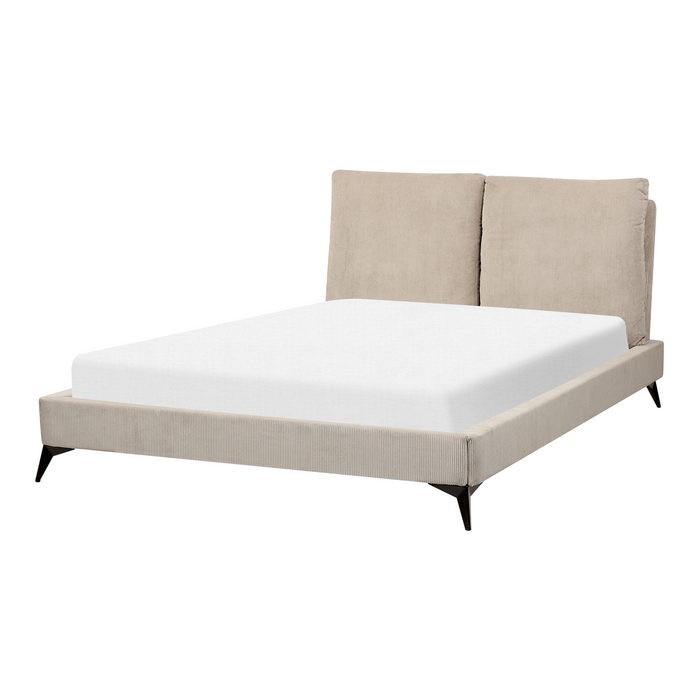 Beliani - MELLE - Tweepersoonsbed - Taupe - 140 x 200 cm - Corduroy