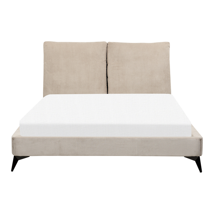 Beliani - MELLE - Tweepersoonsbed - Taupe - 140 x 200 cm - Corduroy