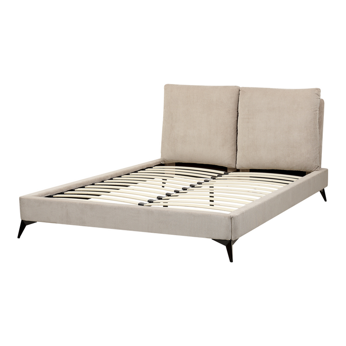 Beliani - MELLE - Tweepersoonsbed - Taupe - 140 x 200 cm - Corduroy