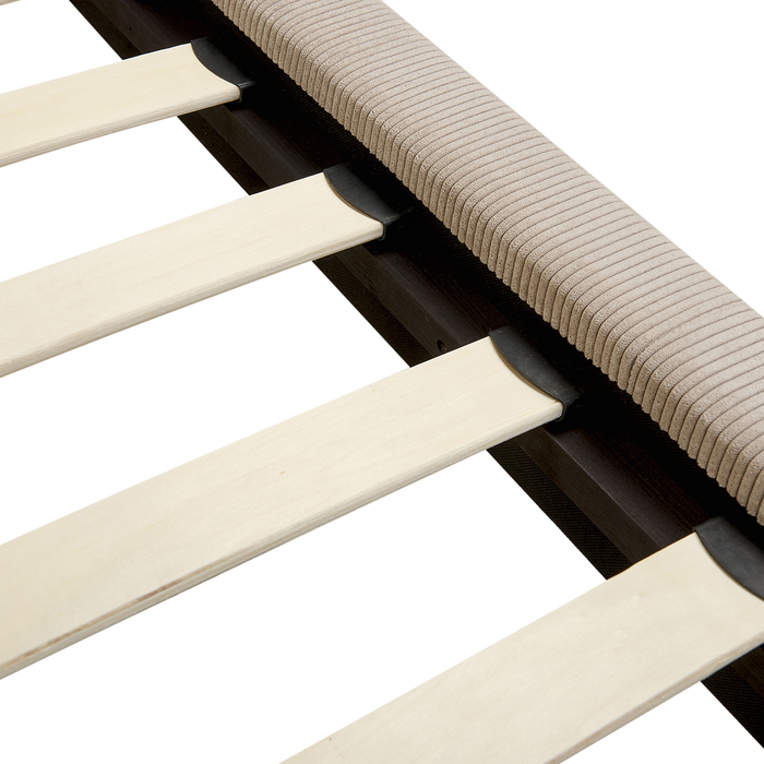 Beliani - MELLE - Tweepersoonsbed - Taupe - 140 x 200 cm - Corduroy