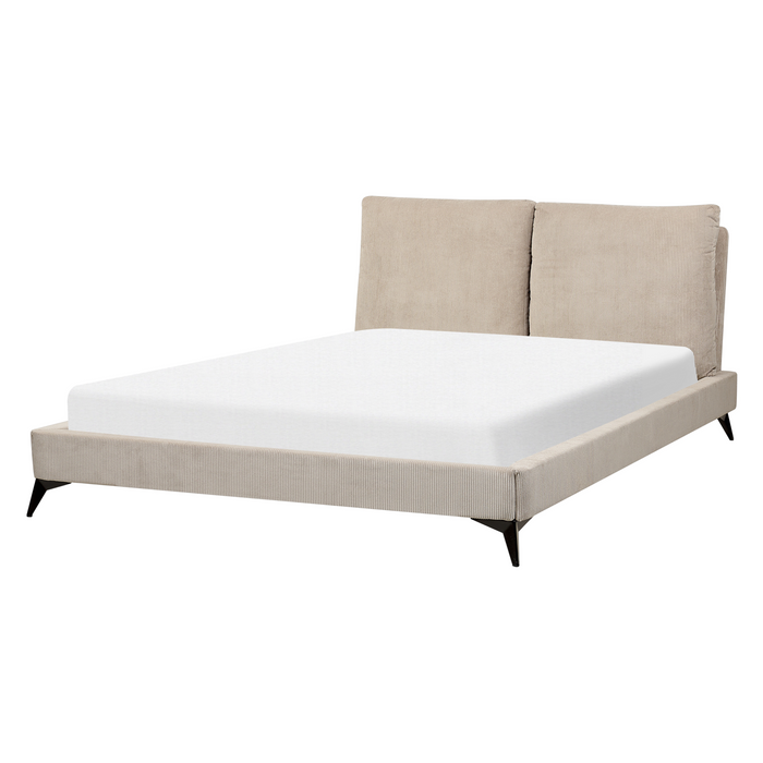 Beliani - MELLE - Tweepersoonsbed - Taupe - 160 x 200 cm - Corduroy
