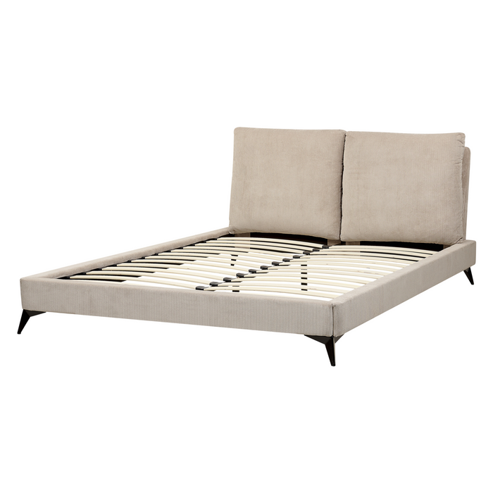 Beliani - MELLE - Tweepersoonsbed - Taupe - 160 x 200 cm - Corduroy