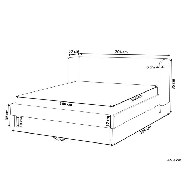 Beliani-ARETTE -Tweepersoonsbed-Lichtbeige-180 x 200 cm-Fluweel