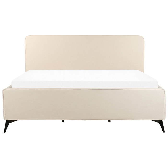 Beliani-VALOGNES-Tweepersoonsbed-Lichtbeige-180 x 200 cm-Corduroy