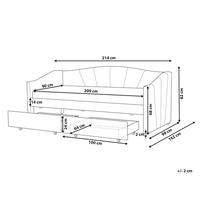 Beliani - VITTEL - Bed met opberger - Roze - Polyester