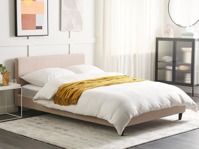 Beliani - FITOU - Bekleding bed - Zandbeige - 140 x 200 cm - Polyester