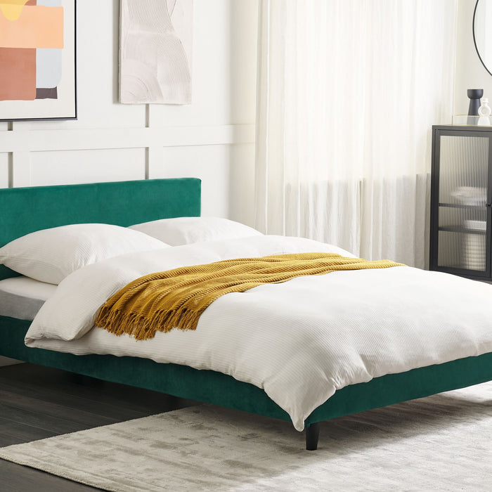 Beliani - FITOU - Bekleding bed - Donkergroen - 140 x 200 cm - Fluweel