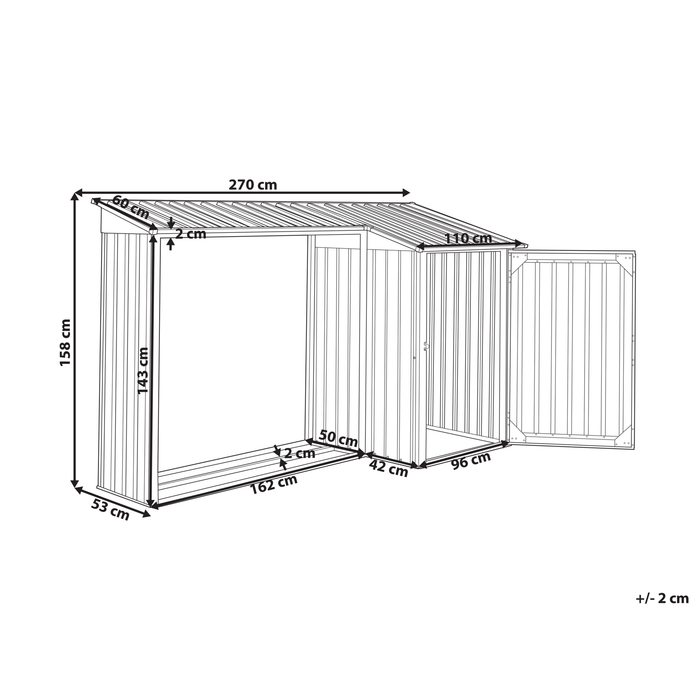 Beliani - AOSTA - Tuinhuis - Grijs - Staal