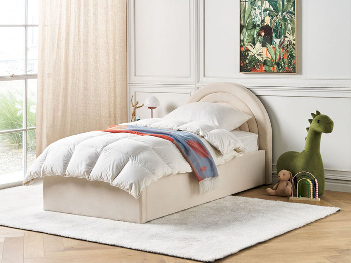 Beliani - ANET - Bed met opbergruimte - Beige - 90 x 200 cm - Fluweel