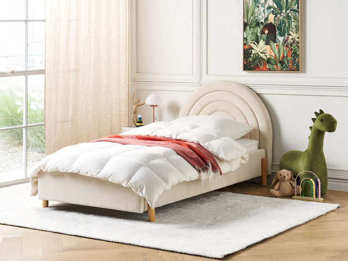 Beliani - ANET - Bed - Beige - 90 x 200 cm - Fluweel