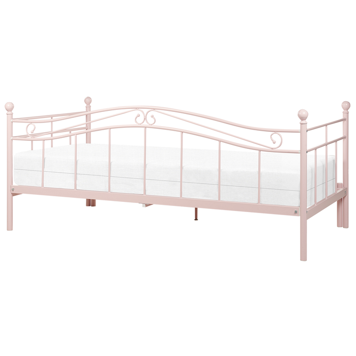 Beliani - TULLE - Eenpersoonsbed - Pastelroze - 90 x 200 cm - Metaal