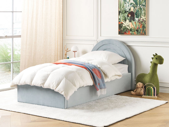 Beliani-ANET-Bed met opbergruimte-Lichtblauw-90 x 200 cm-Fluweel