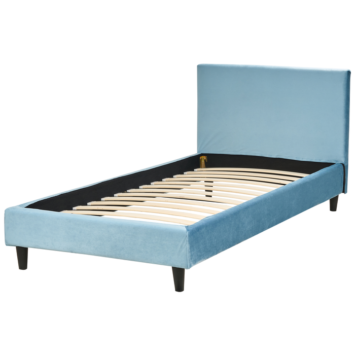 Beliani - FITOU - Bekleding bed - Lichtblauw - 90 x 200 cm - Fluweel