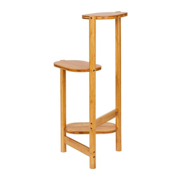 QUVIO Plantenstandaard - 3 ovale planken - Bamboe