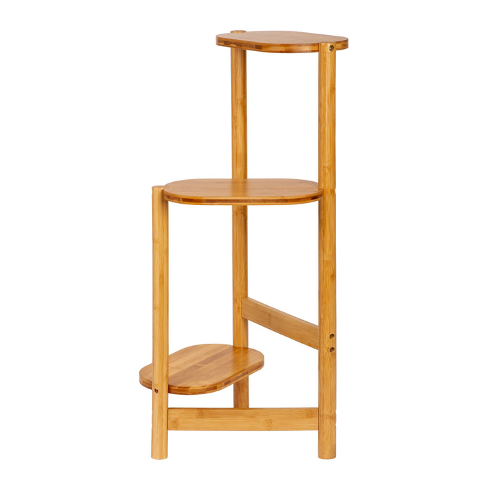 QUVIO Plantenstandaard - 3 ovale planken - Bamboe