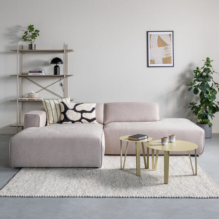 by fonQ Stretch Hoekbank met Chaise Longue Links - Beige