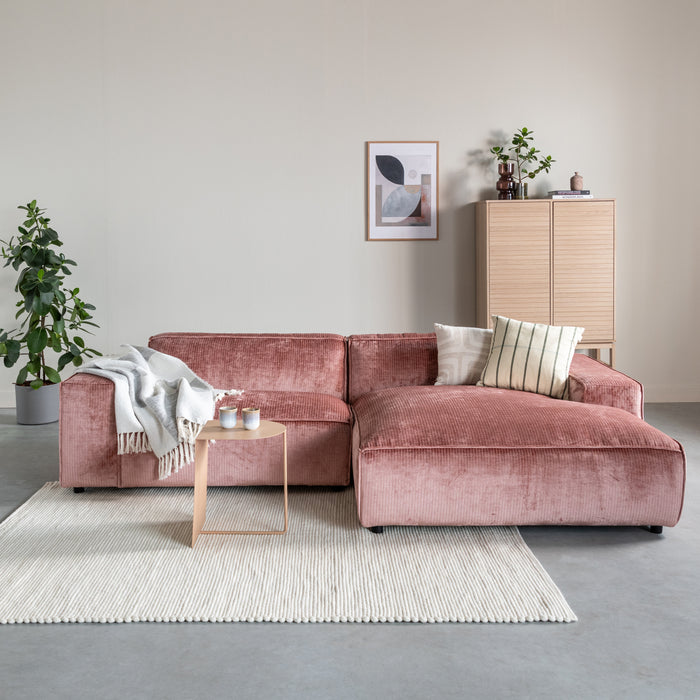 by fonQ Chunky Chaise Longue Rechts - Rib - Oud Roze