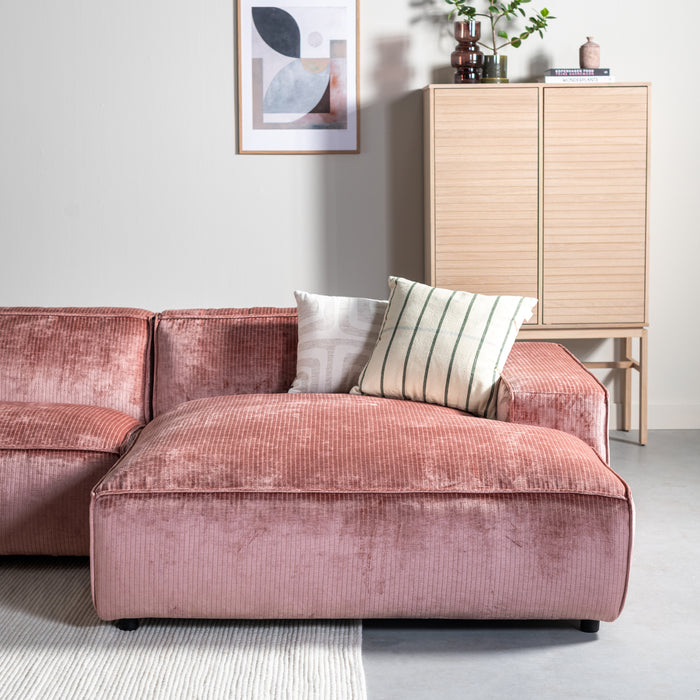by fonQ Chunky Chaise Longue Rechts - Rib - Oud Roze