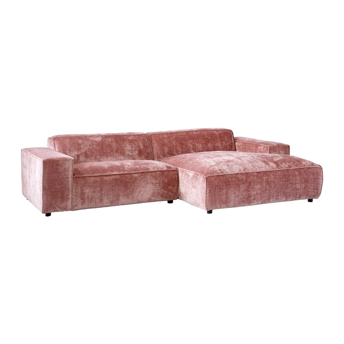 by fonQ Chunky Chaise Longue Rechts - Rib - Oud Roze