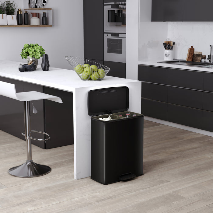 Curver Decobin Duo Prullenbak - 26L+26L - Rechthoekig - Zwart