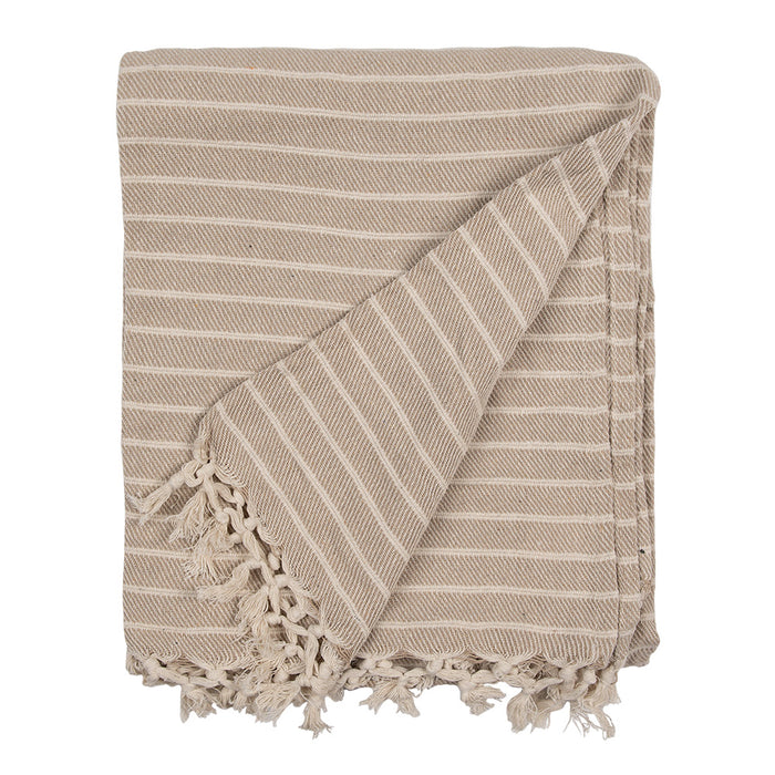 Clayre & Eef Plaid 125x150 cm Beige Katoen Strepen Deken