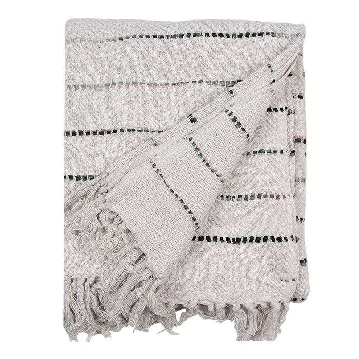 Clayre & Eef Plaid 125x150 cm Beige Zwart Katoen Strepen Deken